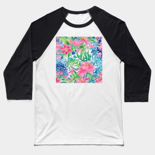 Preppy colors watercolor flowers and leaves Baseball T-Shirt